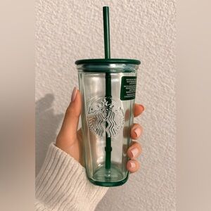 Starbucks Glass Sea Foam Mint Triangle Tumbler 16 oz
